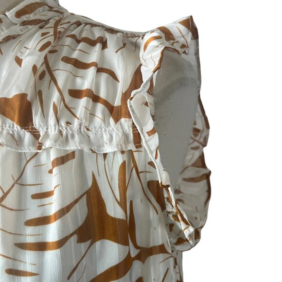 Rachel Rachel Roy Sleeveless Blouse Womens Medium White Gold Ruffle Sleeves - Picture 5 of 9